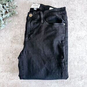 Frame Le Skinny De Jeanne Black Zipper Ankle Detail Size 26